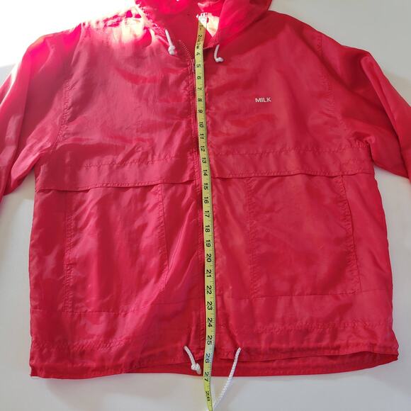 Vintage Unisex MILK Red Windbreaker Jacket Size Large - Picture 5 of 7
